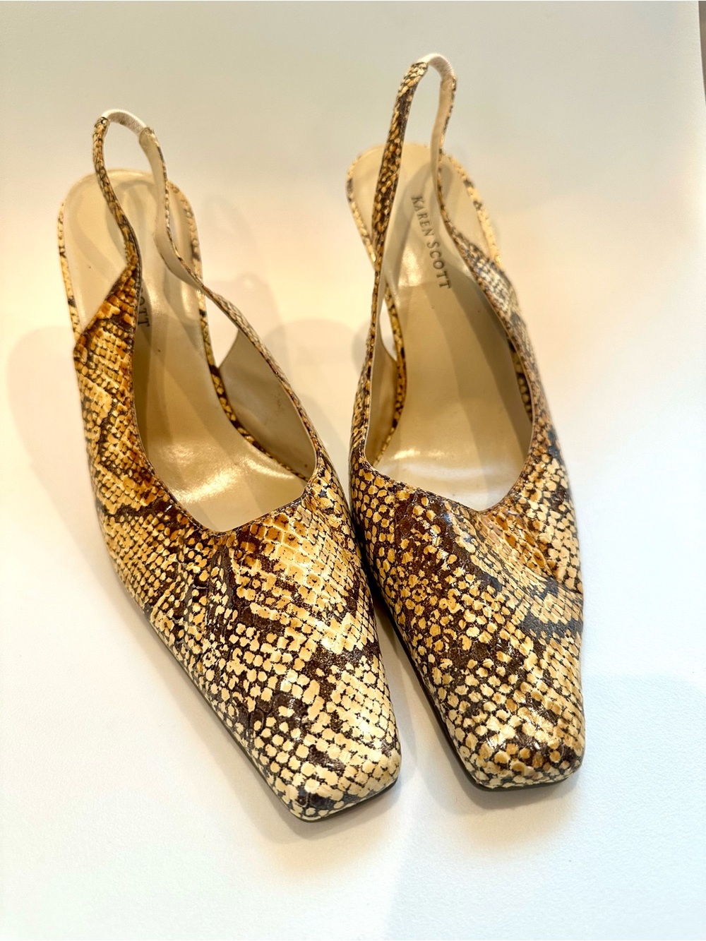 Karen Scott Snakeskin Slingback Heels Size 9.5M | Square Toe Animal Print